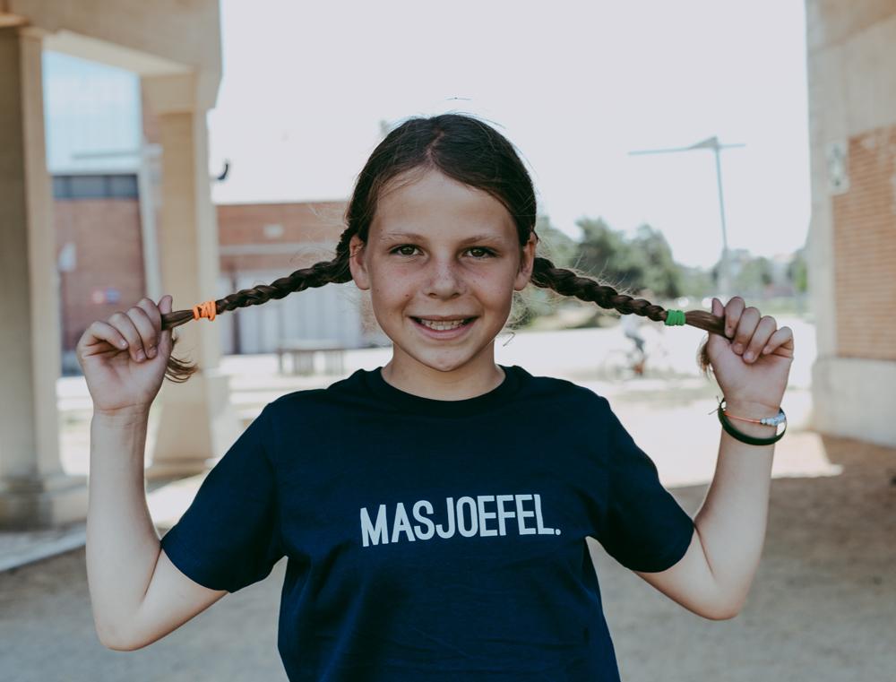 T-shirt MASJOEFEL. Donkerblauw Kinderen