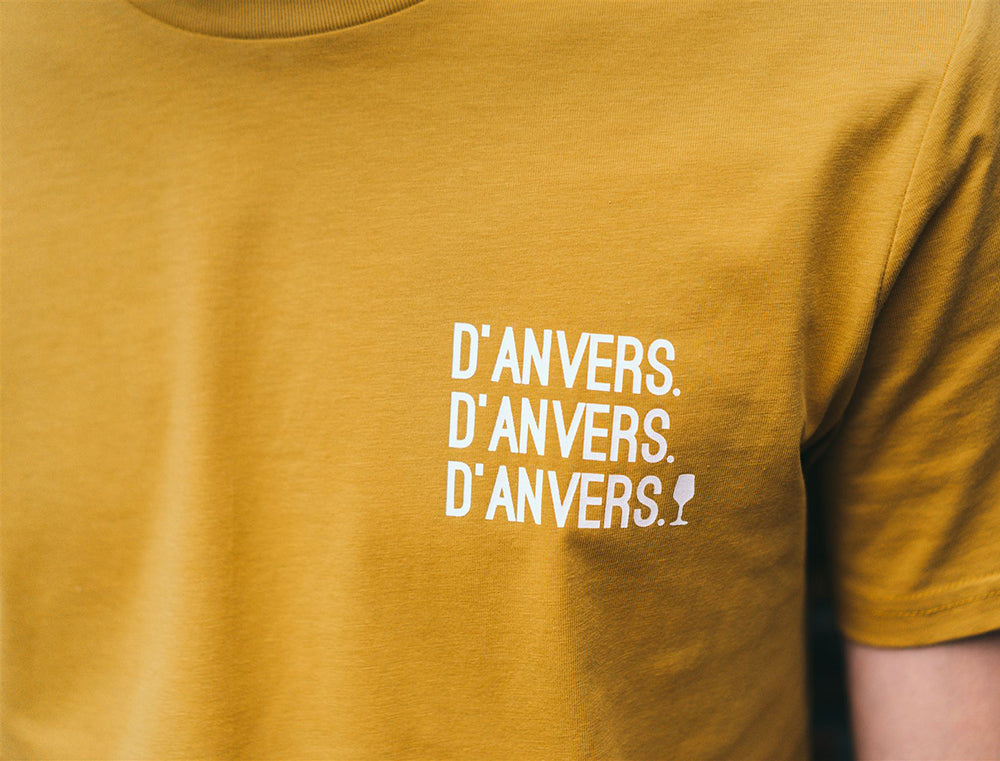 Okerkleurige T-shirt met opdruk d'Anvers.