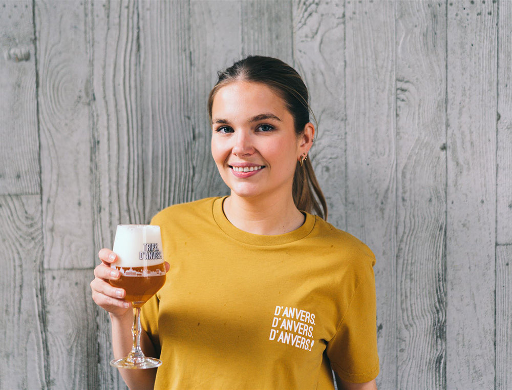 Okerkleurige T-shirt met opdruk d'Anvers.