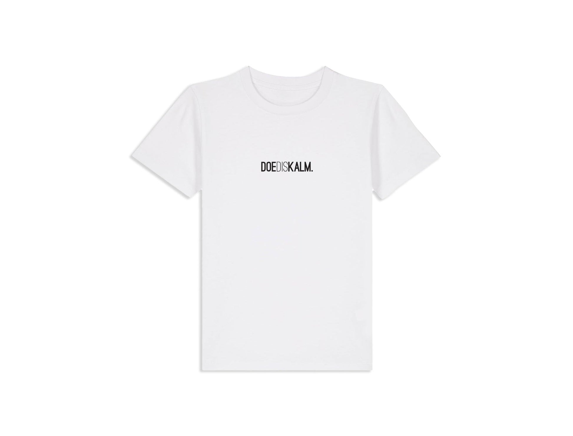Witte T-shirt met opdruk DOEDISKALM. voor kinderen