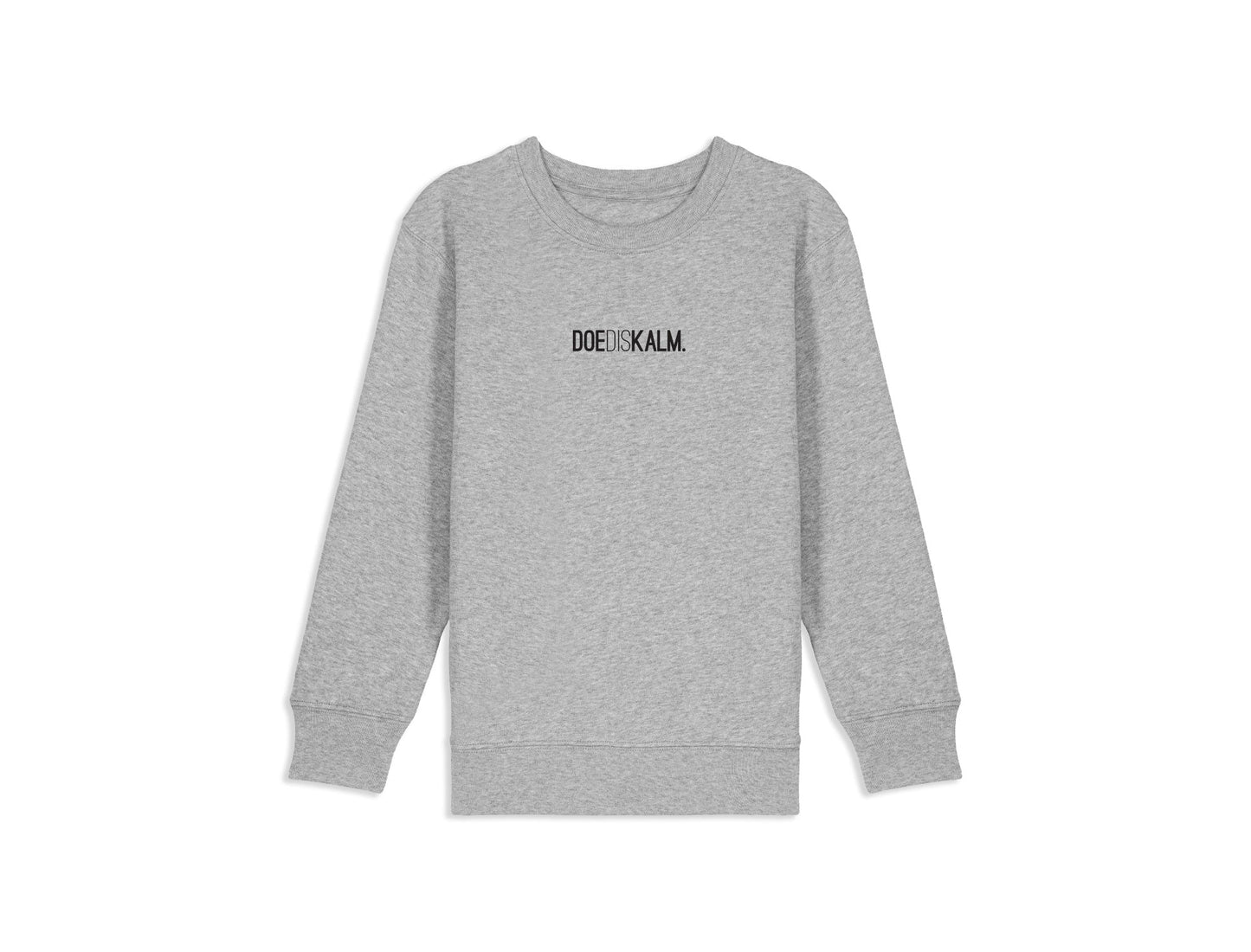 Grijze sweater met opdruk DOEDISKALM. voor kinderen