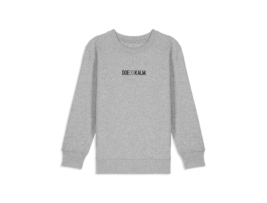 Grijze sweater met opdruk DOEDISKALM. voor kinderen