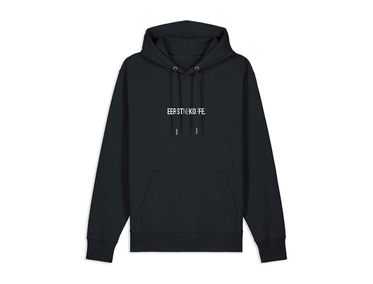 Zwarte hoodie met opdruk EERSTNEKOFFE.