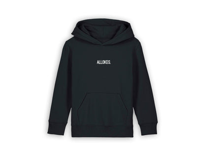 Zwarte hoodie voor kinderen met opdruk 'ALLOKES.'
