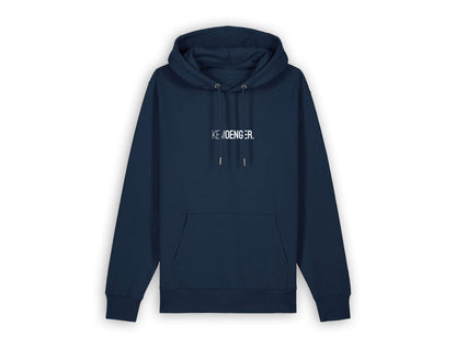 Donkerblauwe hoodie met opdruk KEMOENGER.