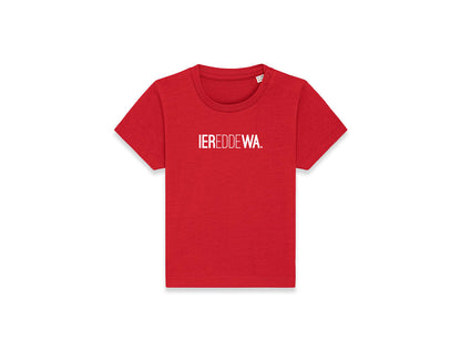 Baby rode T-shirt met opdruk IEREDDEWA.