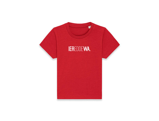Baby rode T-shirt met opdruk IEREDDEWA.