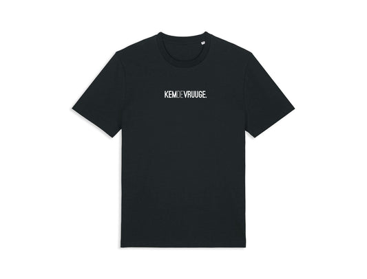 Zwarte T-shirt met opdruk KEMDEVRUUGE.
