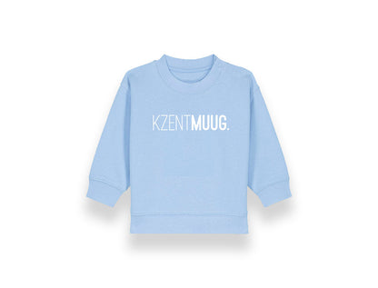 Lichtblauwe baby sweater met opdruk KZENTMUUG.