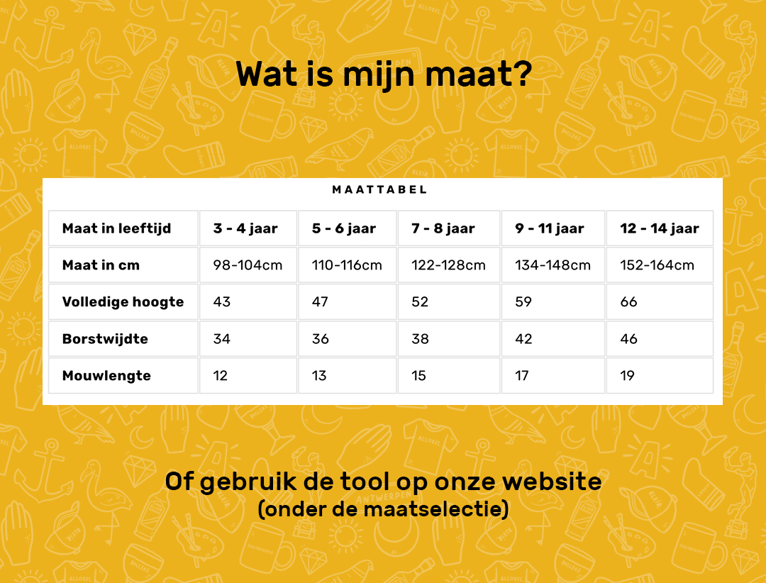 Maattabel van KLEIR. van T-shirt voor kinderen