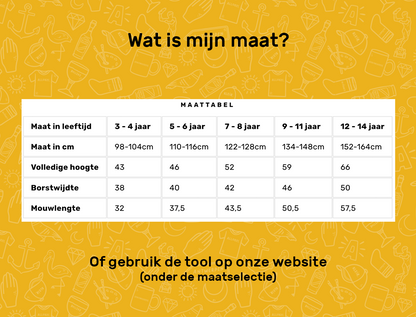 Maattabel KLEIR. van hoodie voor kinderen