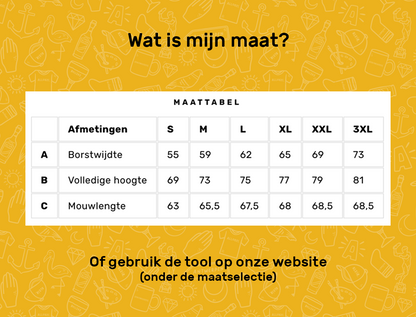 Maattabel voor de sweaters van KLEIR.