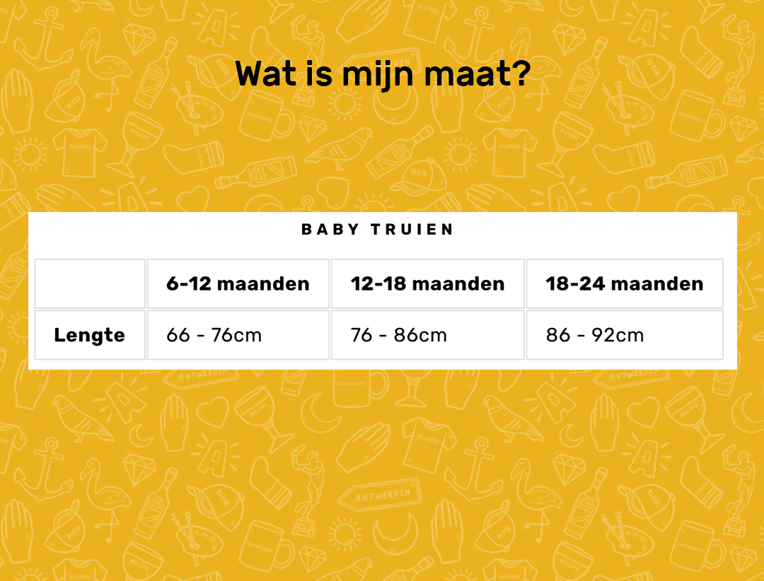 Maattabel truien baby's 