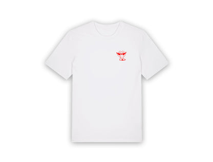 Witte T-shirt met een tekening van Jango Jim 'Kem een oengerke'.