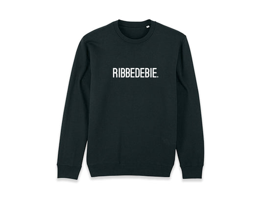 Zwarte sweater met opdruk RIBBEDEBIE.