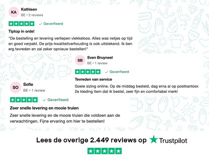 Reviews van KLEIR. op TrustPilot over hun service, levering en sizing.