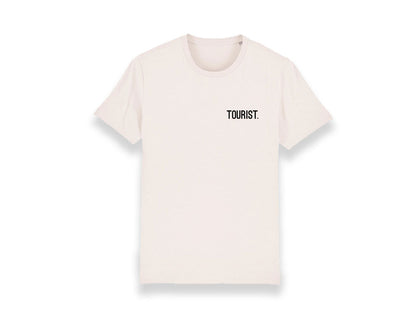 Witte T-shirt met opdruk TOURIST.