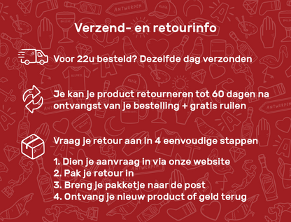 Verzend- en retourinfo van KLEIR. Eenvoudige stappen van retourproces van KLEIR.