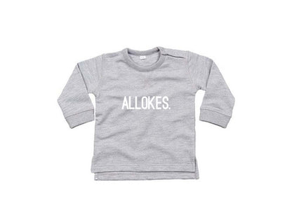 Grijze trui met opdruk ALLOKES.