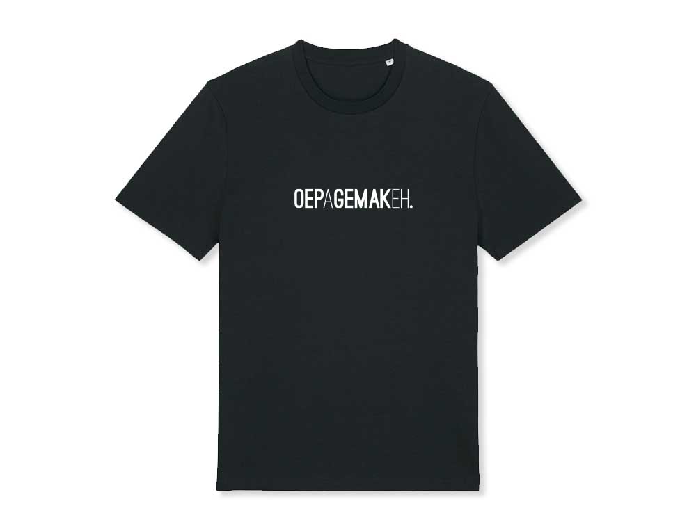 Zwarte T-shirt met opdruk OEPAGEMAKEH.