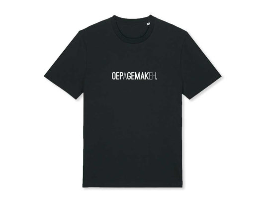 Zwarte T-shirt met opdruk OEPAGEMAKEH.