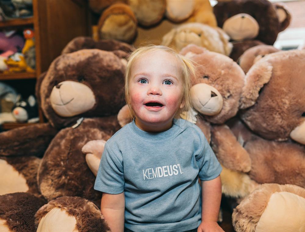 Blauwe T-shirt met opdruk KEMDEUST