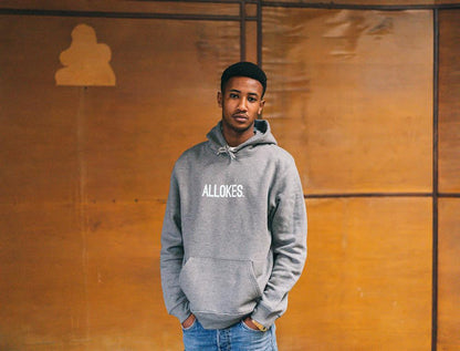 Grijze hoodie met opdruk ALLOKES.
