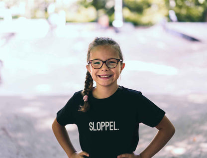 SLOPPEL. Zwarte T-shirt voor kinderen