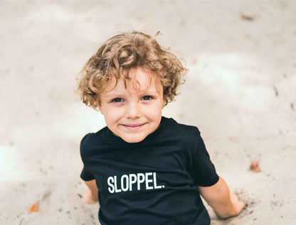 SLOPPEL. Zwarte T-shirt voor kinderen