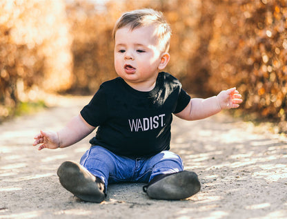 Zwarte baby T-shirt met opdruk WADIST.