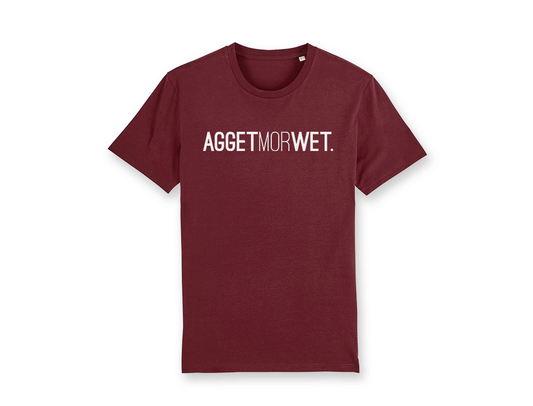 AGGETMORWET. Bordeaux unisex T-shirt voor volwassenen van KLEIR.