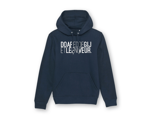 Blauwe hoodie met opdruk DOAREDDEGIJETLEFNIVEUR.