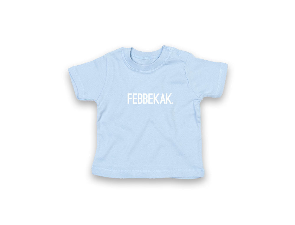 Lichtblauwe baby T-shirt met opdruk FEBBEKAK.