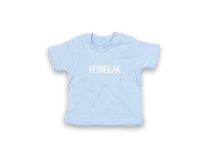 Lichtblauwe baby T-shirt met opdruk FEBBEKAK.