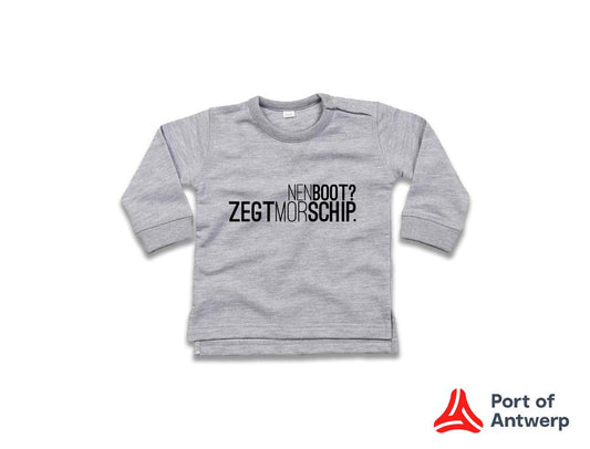 Baby trui • NENBOOT? ZEGTMORSCHIP. • Grijs