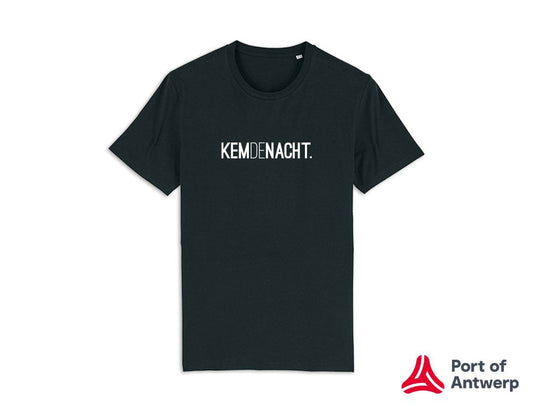 Zwarte T-shirt met opdruk KEMDENACHT.