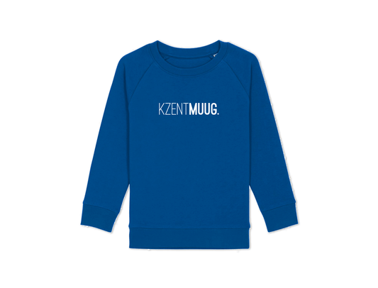 Blauwe trui met opdruk KZENTMUUG.