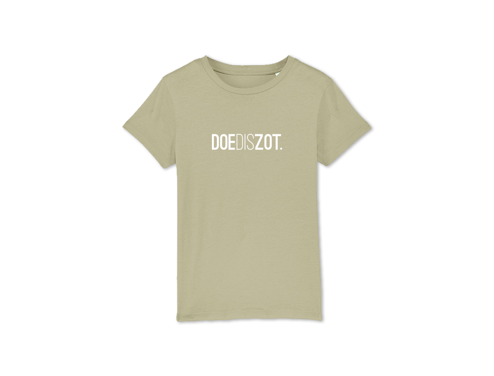 Sage T-shirt met opdruk DOEDISZOT.