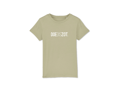 Sage T-shirt met opdruk DOEDISZOT.