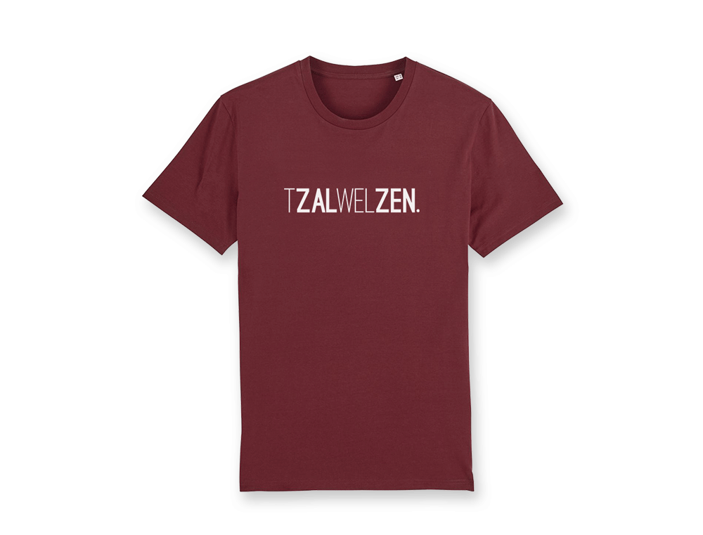 T-shirt TZALWELZEN. Burgundy Unisex Volwassenen