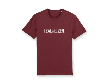 T-shirt TZALWELZEN. Burgundy Unisex Volwassenen