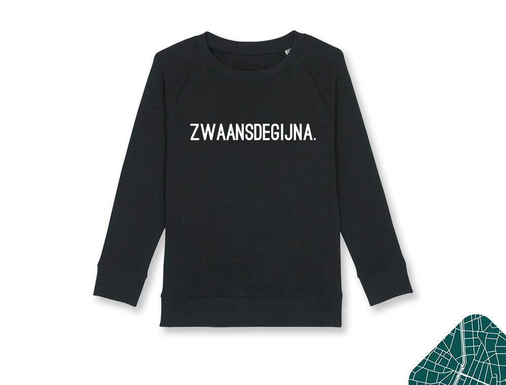 Zwarte trui met opdruk ZWAANSDEGIJNA.