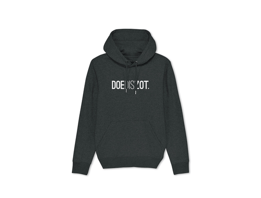 Grijze hoodie met opdruk DOEDISZOT.