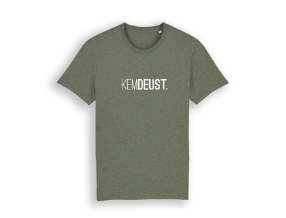 Kaki T-shirt met opdruk KEMDEUST.