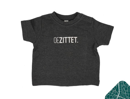 Donkergrijze T-shirt met opdruk OEZITTET