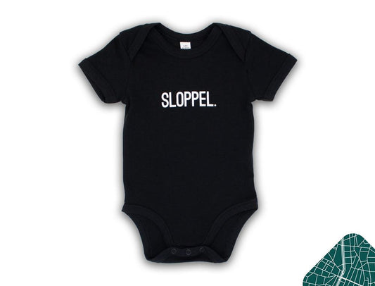 SLOPPEL. Baby body zwart voorkant